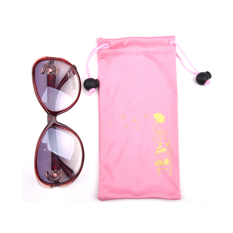 Bolsa de gafas de sol simple rosa personalizada con logotipo