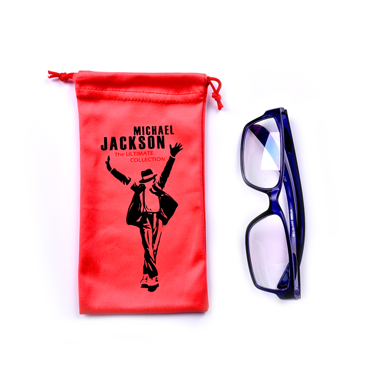 Bolsa de microfibra con bolsa de vidrio para ojos de microfibra roja con serigrafía