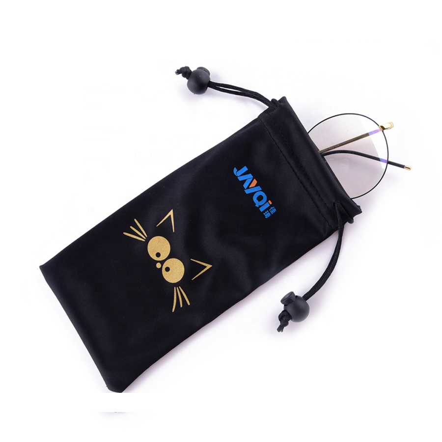 Estuche para anteojos de microfibra con cordón y estampado personalizado 